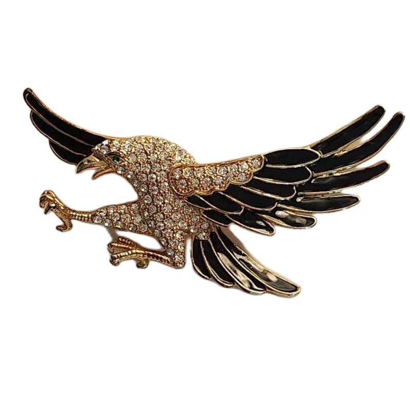 Vintage American Eagle Brooch w/Crystals Enamel for Women Flying in Full Flight