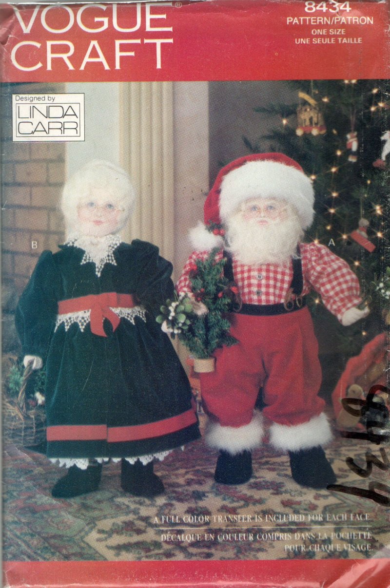 Image 0 of Vogue Craft 8343 Christmas Sewing Pattern Depicting Mr. and Mrs. Santa Claus