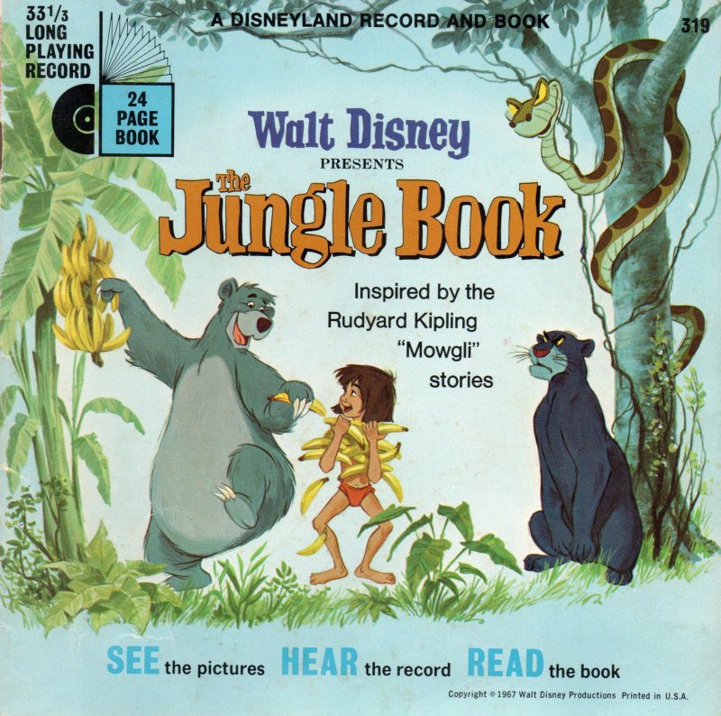 Vintage 1977 Walt Disney's The Jungle Book Story Book w/ Record 319 Long Playing