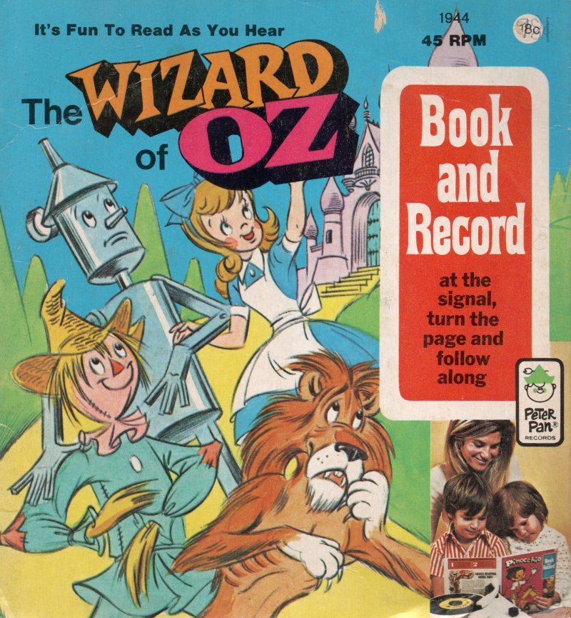 The Wizard of OZ Book and 45 Speed Record Childrens Vintage Book 1944
