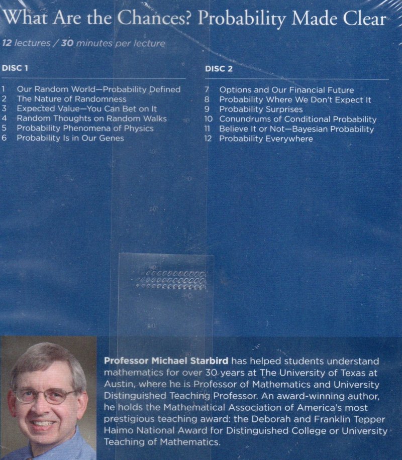 Image 1 of The Great Courses DVD w/ Booklet What Are The Chances? Probability Made Clear