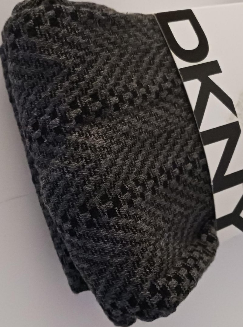 Image 2 of DKNY Ladies Chevron Knit Under Garment Flannel Stretch Leggings Dark Gray Black