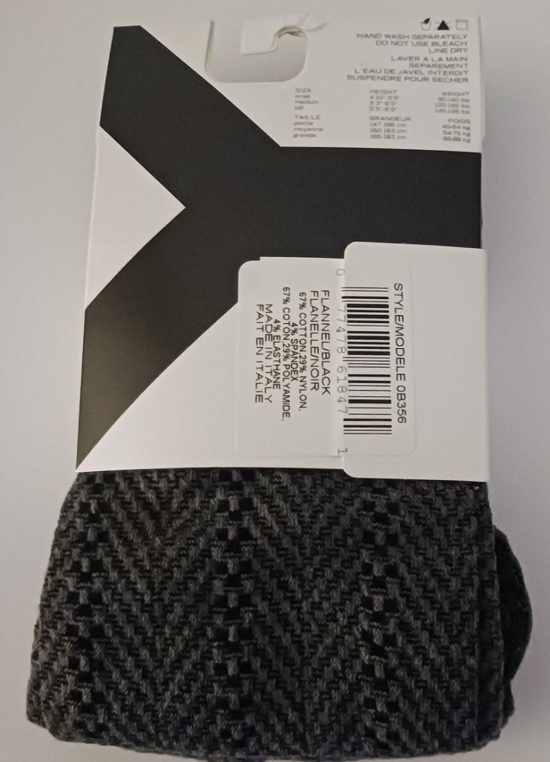 Image 3 of DKNY Ladies Chevron Knit Under Garment Flannel Stretch Leggings Dark Gray Black