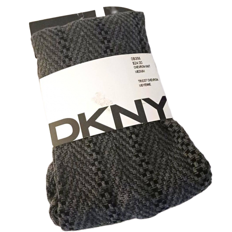 DKNY Ladies Chevron Knit Under Garment Flannel Stretch Leggings Dark Gray Black