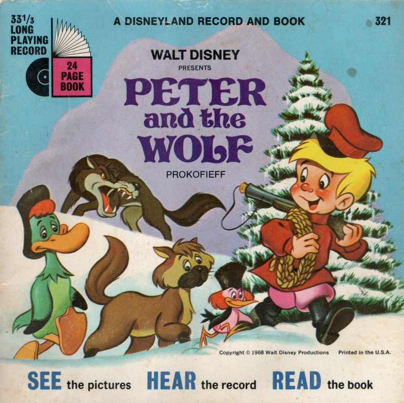 Peter and the Wolf Prokofieff 33 1/2 Speed Record Childrens Vintage Book 321