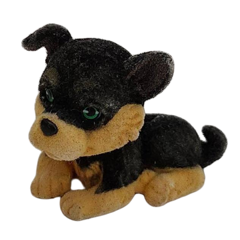 Puppy In My Pocket Sitting Flocked Brown Puppy Dog Floppy Ear Pretend Play Toy