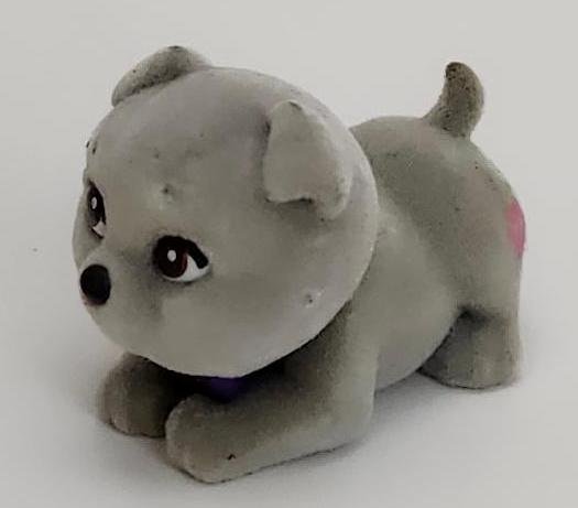 Image 1 of Puppy In My Pocket Flocked Gray Dog Round Face Downward Ears Pretend Play Toy