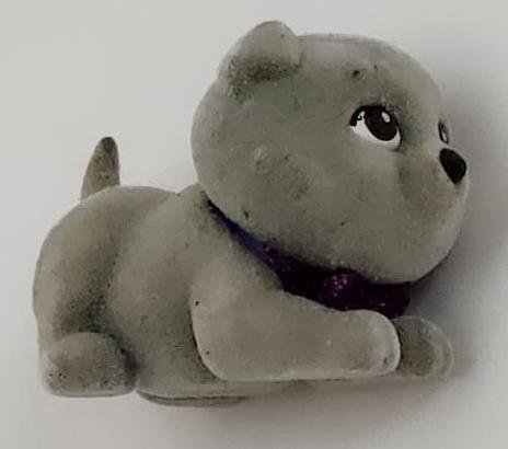 Image 2 of Puppy In My Pocket Flocked Gray Dog Round Face Downward Ears Pretend Play Toy