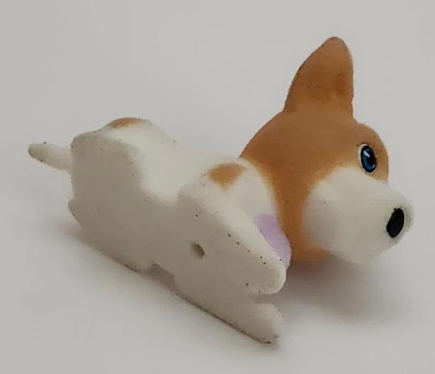 Image 2 of Puppy In My Pocket Flocked Brown Dog Tilted Head Purple Toy Pretend Play Toy