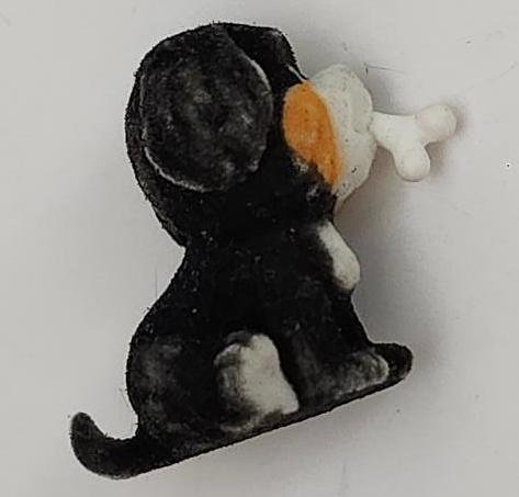 Image 1 of Puppy In My Pocket Black Flocked Dog w/ Dog Bone Pretend Play Toy Figure