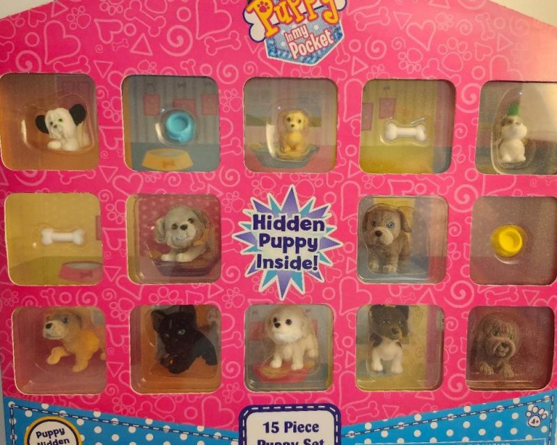 Image 1 of Puppy In My Pocket 15 Piece Puppy Set Hidden Dog Inside Accessories Gift Set