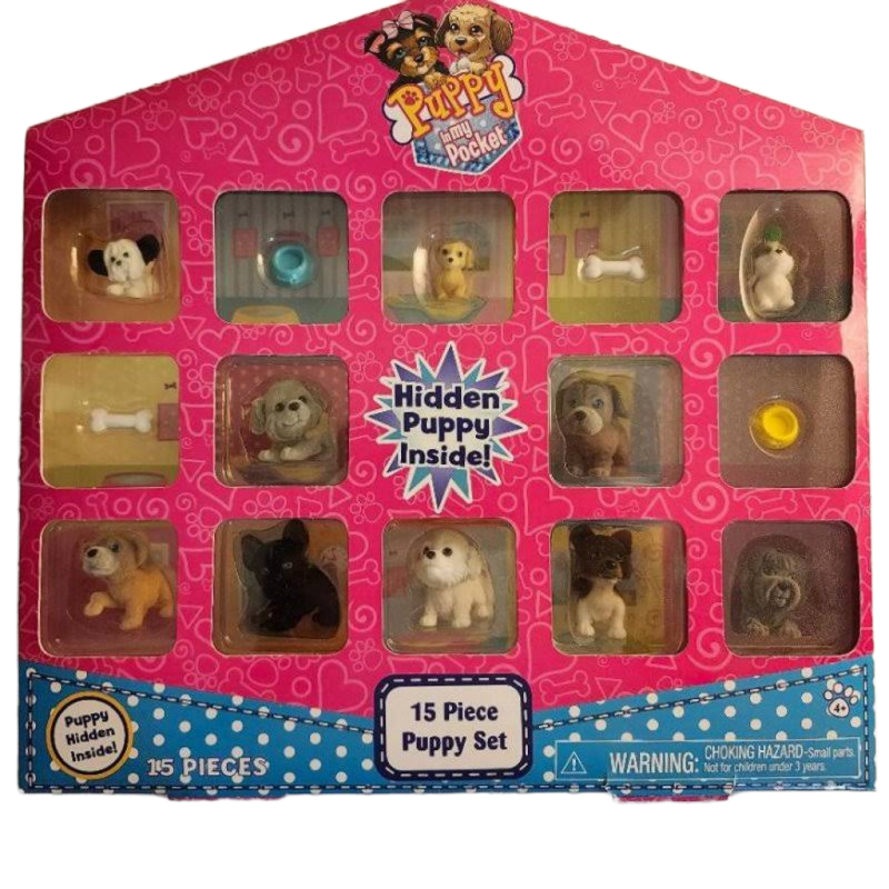Puppy In My Pocket 15 Piece Puppy Set Hidden Dog Inside Accessories Gift Set