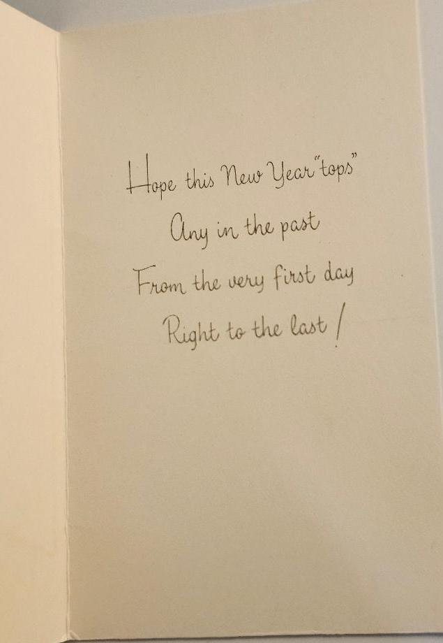 Image 1 of Happy New Year True Vintage Greeting Card Baby w/ Tall Hat Open Page Book Buzza
