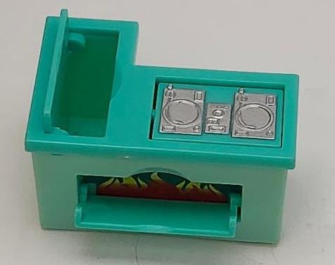 Image 2 of Pretend Play Toy SML Stove Top Fake Burning Fire Flame Log Teal Counter Top
