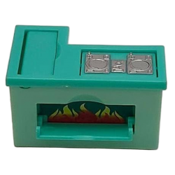 Pretend Play Toy SML Stove Top Fake Burning Fire Flame Log Teal Counter Top