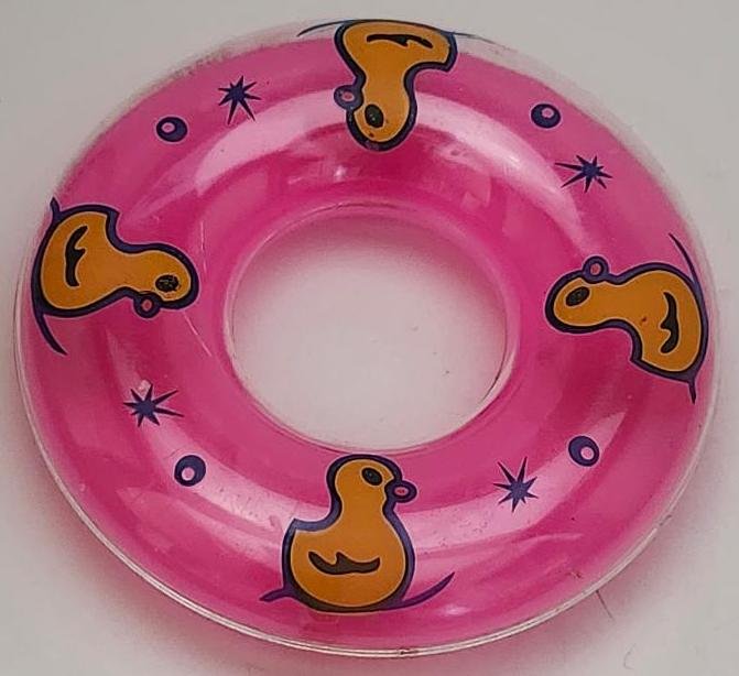 Image 1 of Pretend Play Toy Mini Doll Life Ring Tube Pink Yellow Duckies Ducks Mini Float