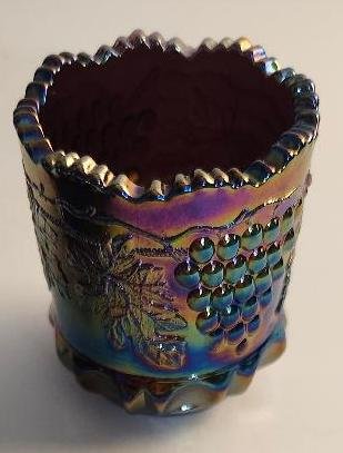Image 4 of Blue Carnival Glass Set Moser Glass Co Vintage Butter Dish Creamer Sugar Bowl
