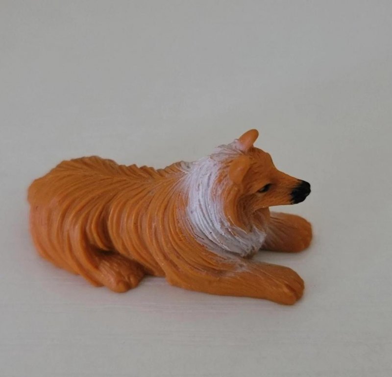 Image 1 of Vintage Miniature Rubber Collie Dog Brown White 2000 M.M.T.L Great as Barbie Toy
