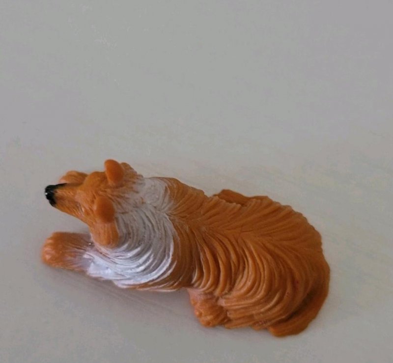 Image 2 of Vintage Miniature Rubber Collie Dog Brown White 2000 M.M.T.L Great as Barbie Toy