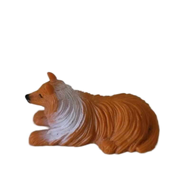 Vintage Miniature Rubber Collie Dog Brown White 2000 M.M.T.L Great as Barbie Toy