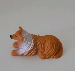 Vintage Miniature Rubber Collie Dog Brown White 2000 M.M.T.L Great as Barbie Toy