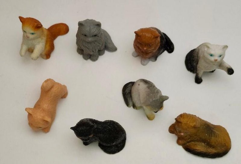 Image 2 of Miniature Rubber Cat Kitten Lot Play Figure Toys Paw Up Black Cat Pretend Toys