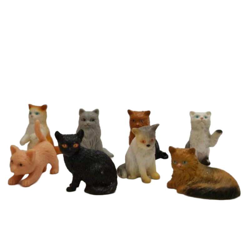 Miniature Rubber Cat Kitten Lot Play Figure Toys Paw Up Black Cat Pretend Toys