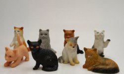 Miniature Rubber Cat Kitten Lot Play Figure Toys Paw Up Black Cat Pretend Toys