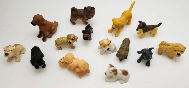 Image 0 of Miniature Rubber Puppies Dogs Lot Play Figure Toys 1 Momma Her Pup Pretend Toys