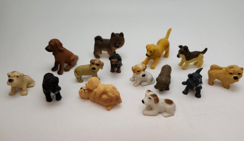 Image 1 of Miniature Rubber Puppies Dogs Lot Play Figure Toys 1 Momma Her Pup Pretend Toys