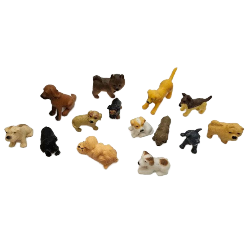 Miniature Rubber Puppies Dogs Lot Play Figure Toys 1 Momma Her Pup Pretend Toys