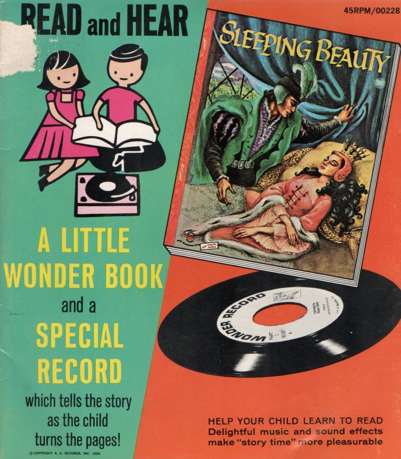 Sleeping Beauty 45 RPM Speed Record Childrens Vintage Book a Little Wonder Book
