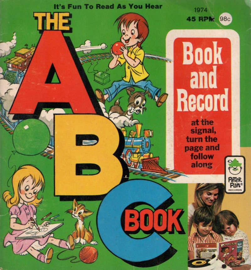 The ABC 45 RPM Speed Record Childrens Alphabet Vintage Book Peter Pan Records