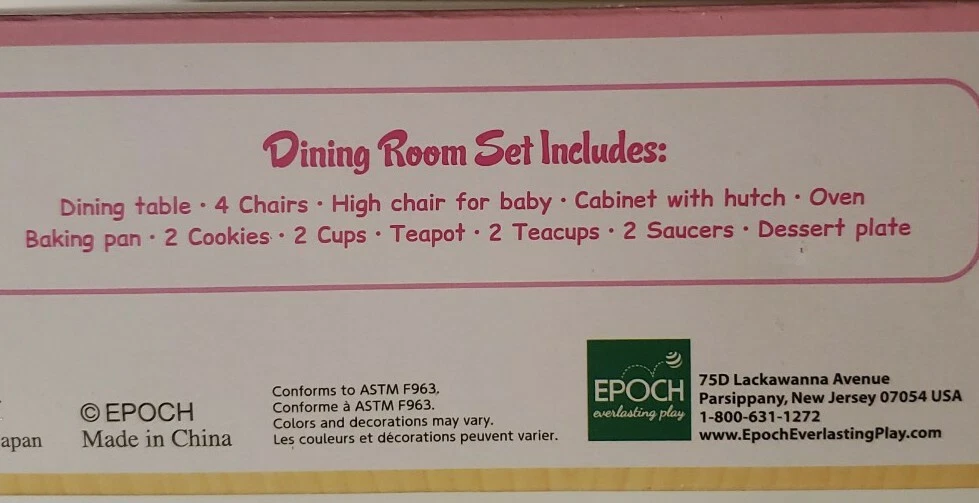 Image 2 of Calico Critters Dining Room Set Seats 5 Critters Furniture Set Over 15 Pieces