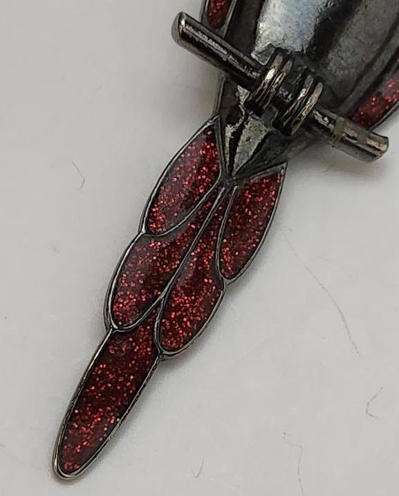 Image 2 of Vintage Parrot Brooch JJ Jonette Signed Jewelry Red Charcoal Gray Black Bird Pin