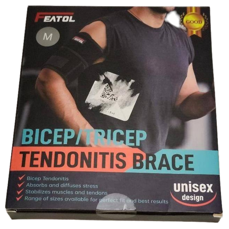 Featol Bicep Tricep Tendonitis Brace Unisex Sz Medium Gray Stabilizer New Brace