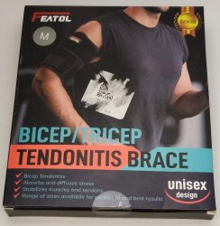 Featol Bicep Tricep Tendonitis Brace Unisex Sz Medium Gray Stabilizer New Brace