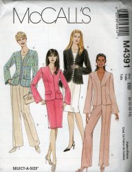 Misses Sewing Pattern 4391 Fashionable Suits Lined Jacket Pants Skirt 8 10 12 14