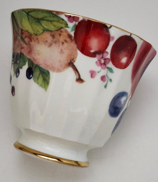 Image 2 of Teacup & Saucer Fruit Pansy Floral Wood Anemone by Duchess England Bone China