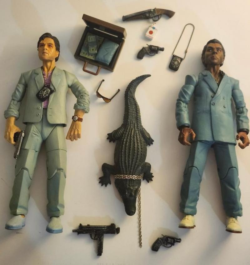 Image 1 of Miami Vice Action Figure Sonny Crockett Ricardo Rico Tubbs Mezco Blue Suit