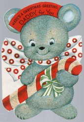 Vintage for Daddy Greeting Card Teddy Bear Glitter Christmas Card by Rust Craft