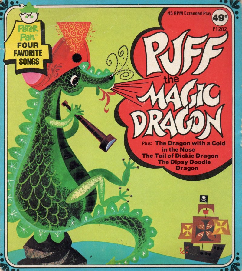 Childrens Record Puff the Magic Dragon Peter Pan 45 RPM F1202 Vintage Music