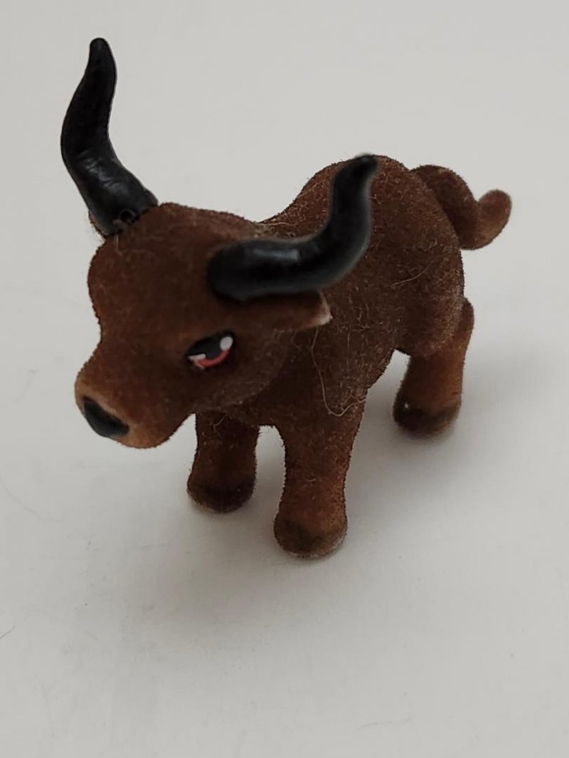 Image 0 of Flocked Jungle In My Pocket Brown Buffalo Pretend Play Toy Wild Animal Figure