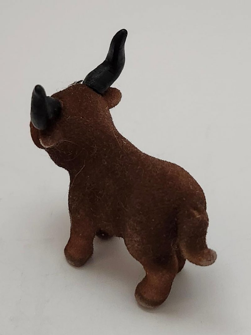 Image 1 of Flocked Jungle In My Pocket Brown Buffalo Pretend Play Toy Wild Animal Figure