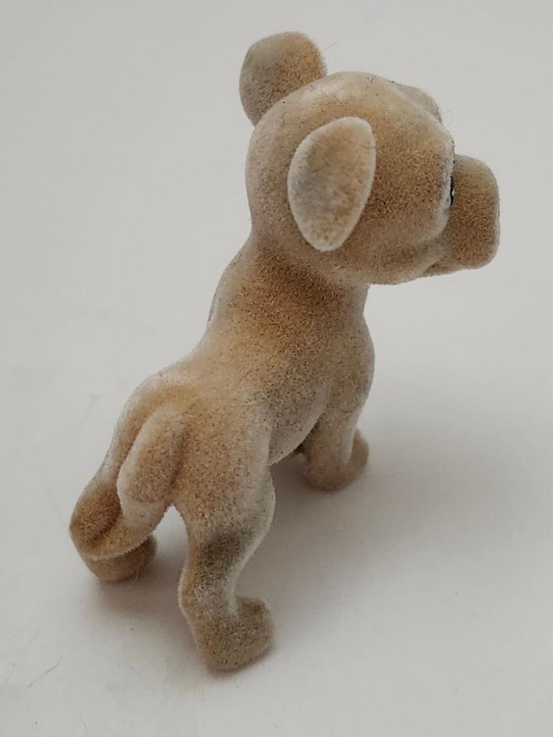 Image 1 of Flocked Puppy In My Pocket Tan Dog with Ball Pretend Play Toy Animal Figure