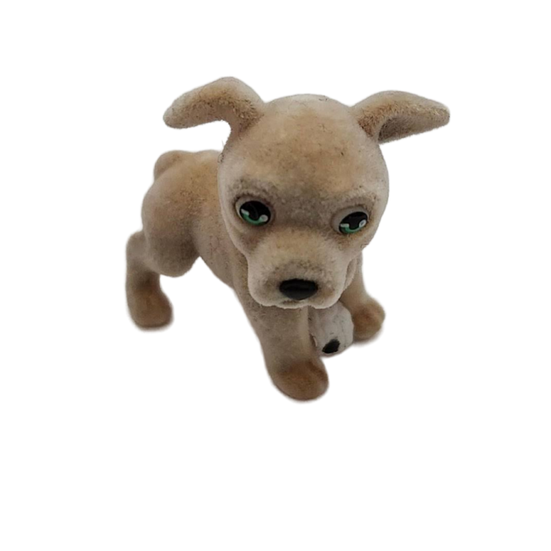 Flocked Puppy In My Pocket Tan Dog with Ball Pretend Play Toy Animal Figure