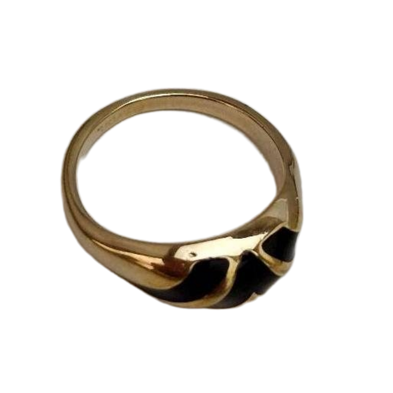 Image 2 of Designer Vintage Avon Ring Womens Dome Ring Sz 9 Black Gold Swirled Ring