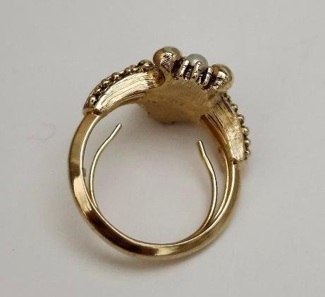 Image 5 of Vintage Avon Victorian Revival Purple Glass Faux Pearl Gold Tone Adjustable Ring