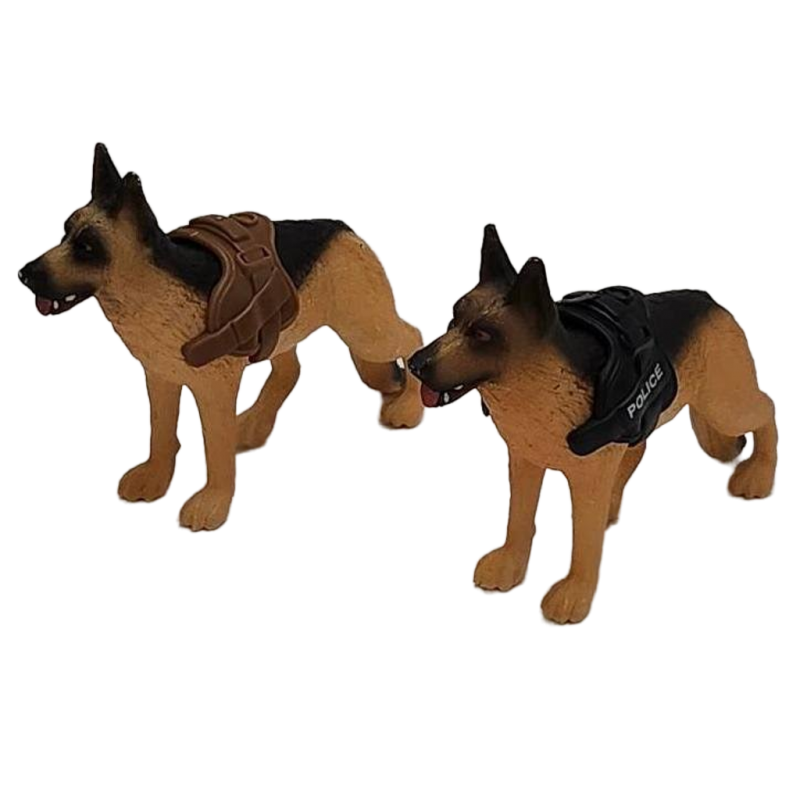 Lot 2 K9 German Shephard Bruder Dogs Action Figures Police Dog