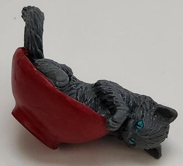 Image 0 of Kitty in My Pocket MEG Gray Kitten Playing and Lying in a Bowl Made of Rubber